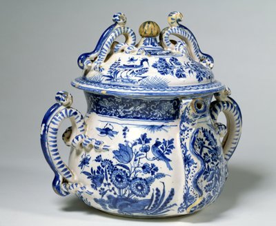 Delftware Posset Pot and Cover by English School